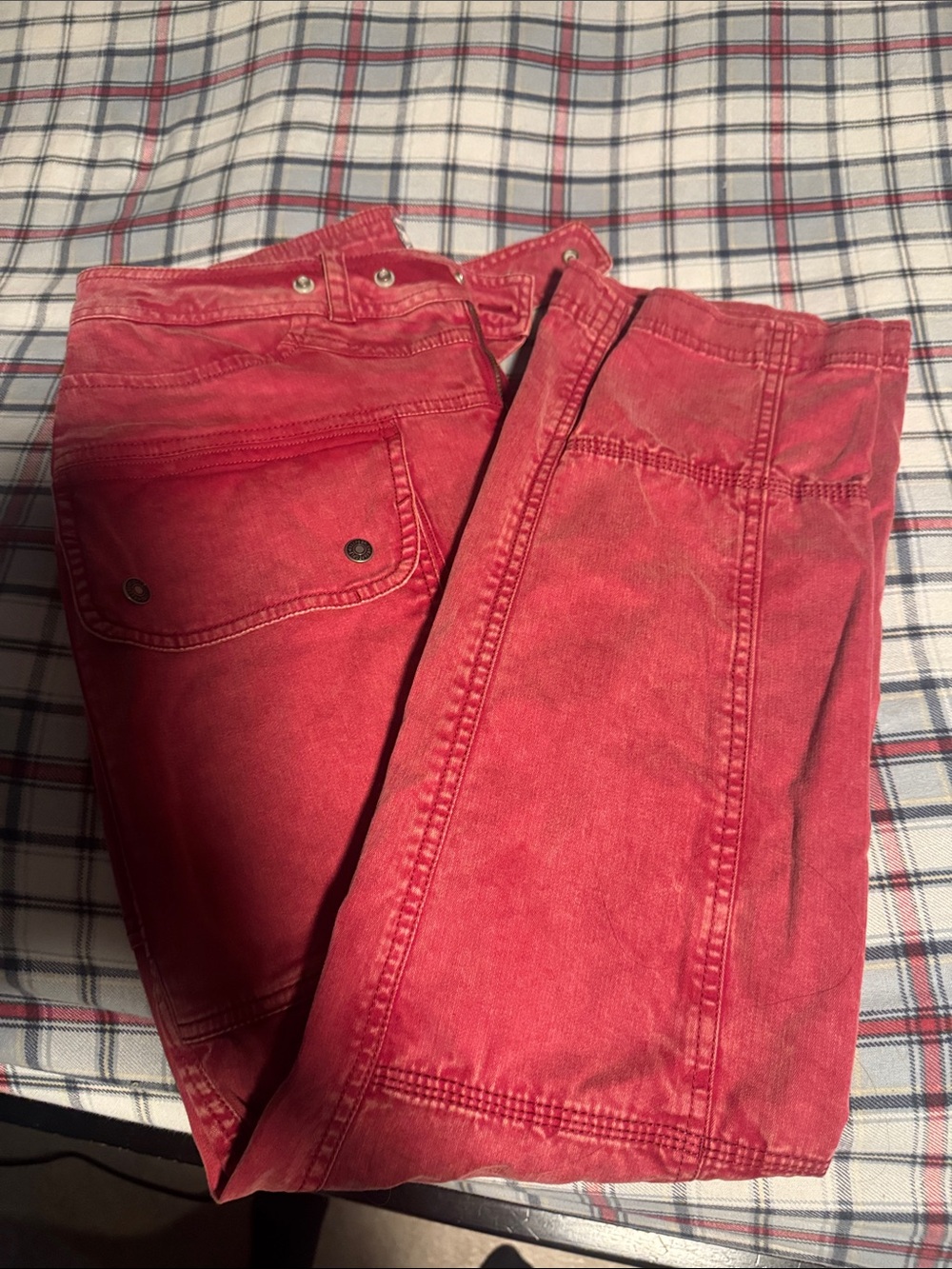 Women Red Cotton Utility Pants
